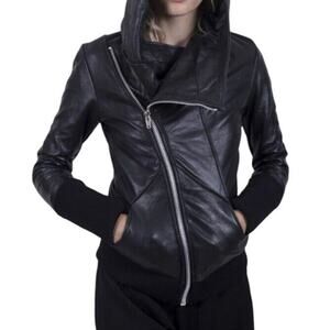 Pelechecoco Macy Jacket Reworked Sustainable Leather Black Small Moto Zipper NWT